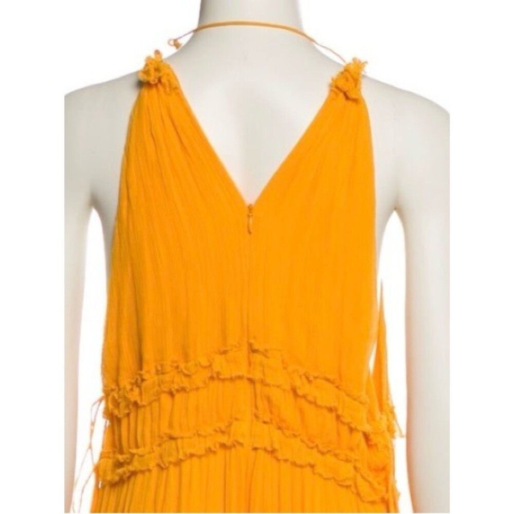 Zimmermann Marigold Yellow 100% Silk Tent Midi Summer Dress Halter Ruffle Large - Picture 5 of 8